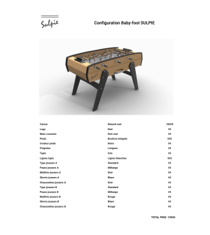 Achat baby-foot sulpie Evolution