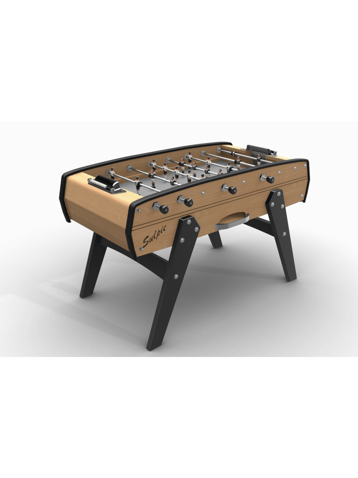 Baby-Foot Sulpie Evolution naturel mat, pieds noirs, poignées rondes